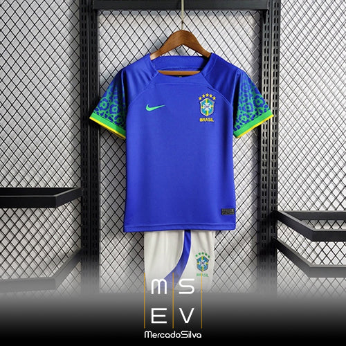 Camisa do Brasil World Cup 2022 - Modelo Kids Kit Torcedor Fora