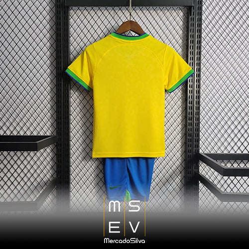 Camisa do Brasil World Cup 2022 - Modelo Kids Kit Torcedor Casa